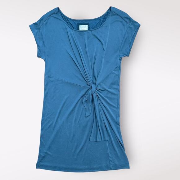 Anthropologie Maeve‎ Knotted Tie Front Knee Length Mini Dress Size S Blue - Picture 1 of 7